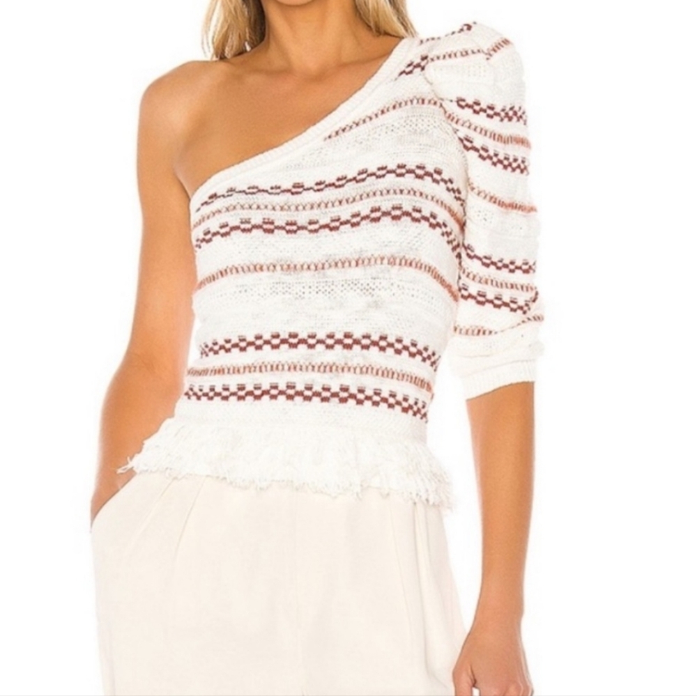 House Of Harlow 1960 X Revolve Tamika Sweater Off Shoulder Rust Fringe